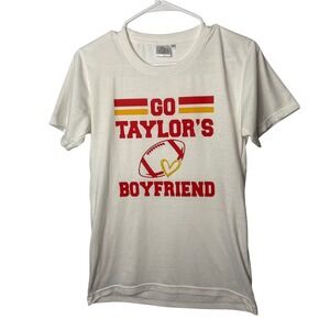 LR Blanks Go Taylors Boyfriend White Graphic Tee Shirt Size S